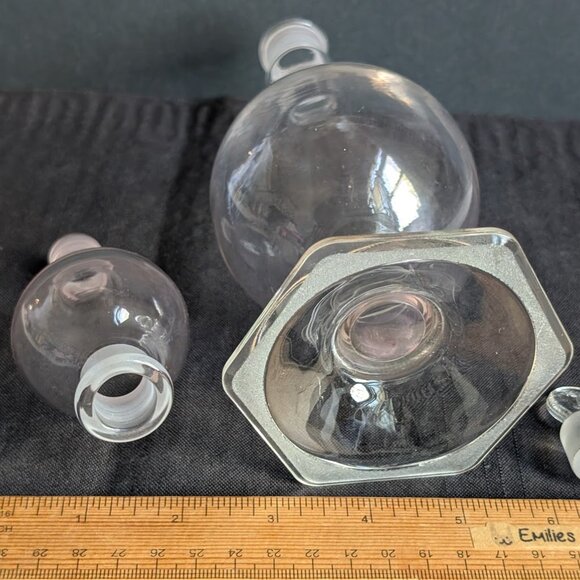 Antique Clear Glass Stacking Apothecary Bottle Decanter Pharmacy Show Globe 12" - Picture 10 of 10